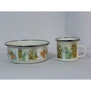 Beatrix Potter Peter Rabbit Enamelware Childs Bowl Mug Tea Cup Garden 2017